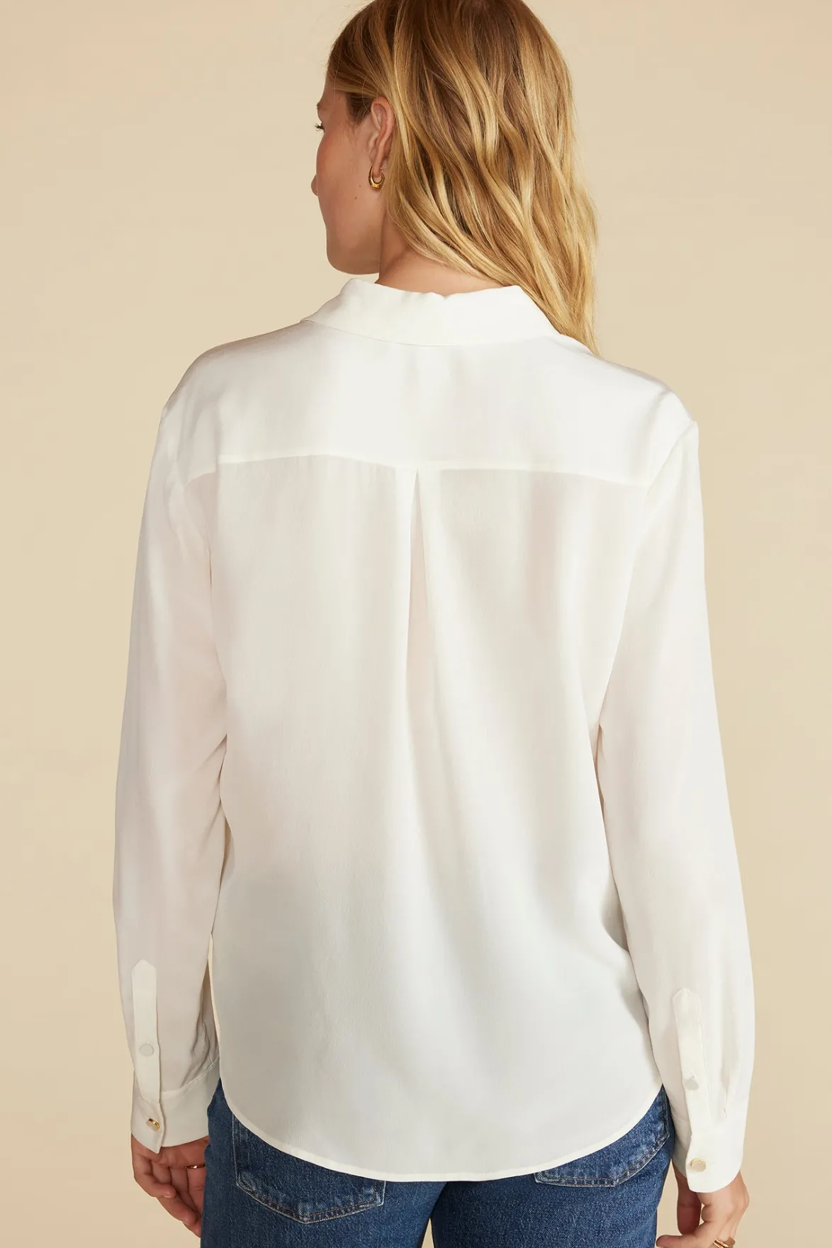Blouses & Shirts|Tops^Amour Vert Bixby Washable Silk Blouse Ivory