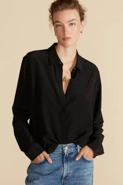 Blouses & Shirts|Tops^Amour Vert Bixby Washable Silk Blouse Black
