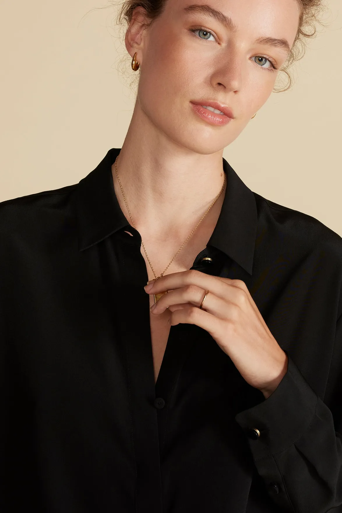 Blouses & Shirts|Tops^Amour Vert Bixby Washable Silk Blouse Black