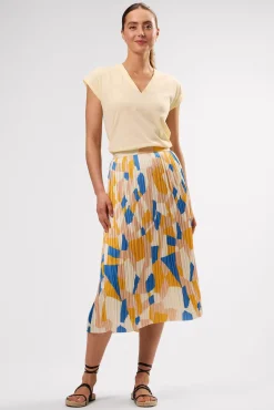 Skirts|Clearance^Amour Vert Blaze Pleated Recycled Sateen Skirt SoniaIndigoBlueMulti