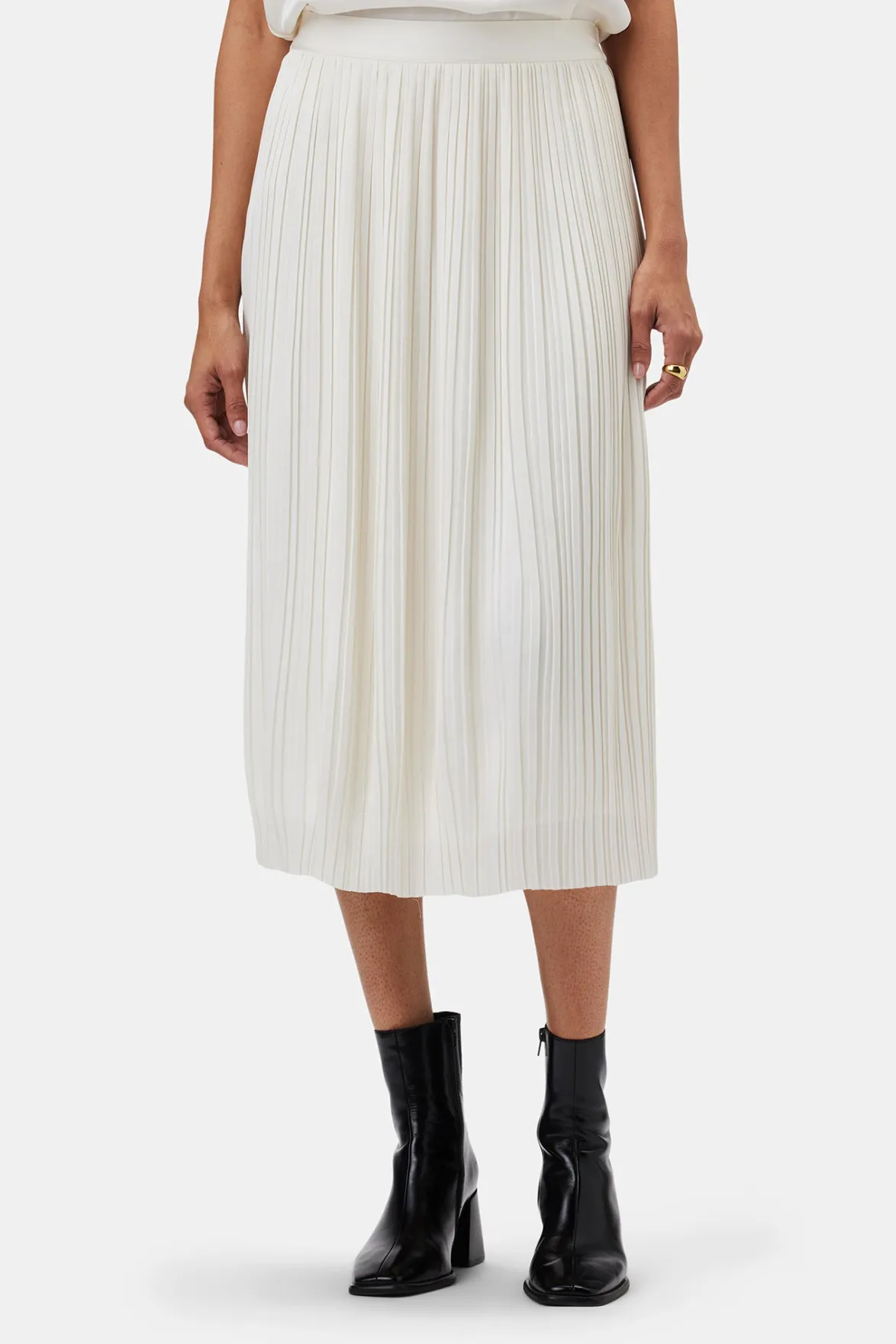 Skirts|Clearance^Amour Vert Blaze Pleated Recycled Sateen Skirt Ivory