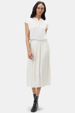 Skirts|Clearance^Amour Vert Blaze Pleated Recycled Sateen Skirt Ivory