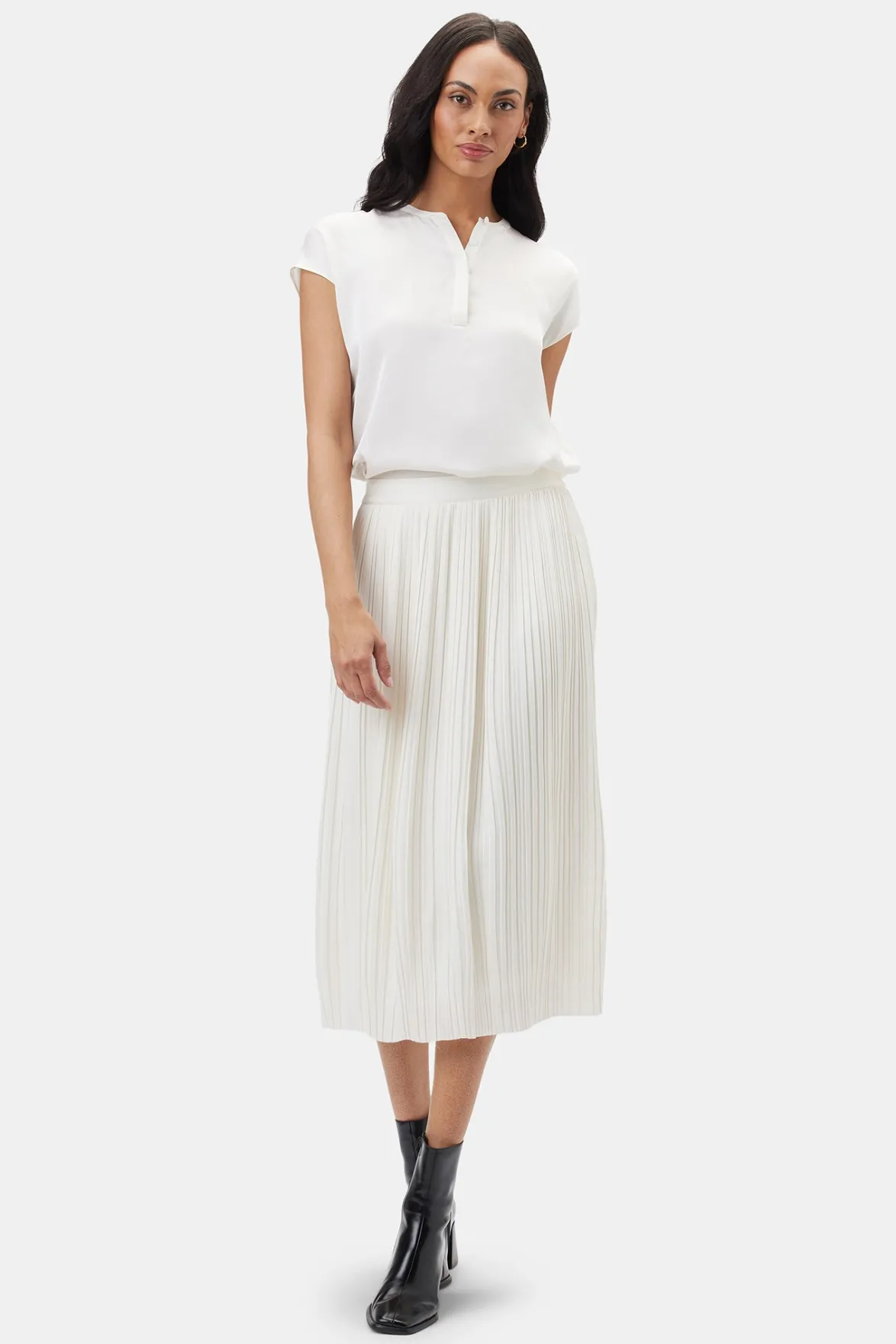 Skirts|Clearance^Amour Vert Blaze Pleated Recycled Sateen Skirt Ivory
