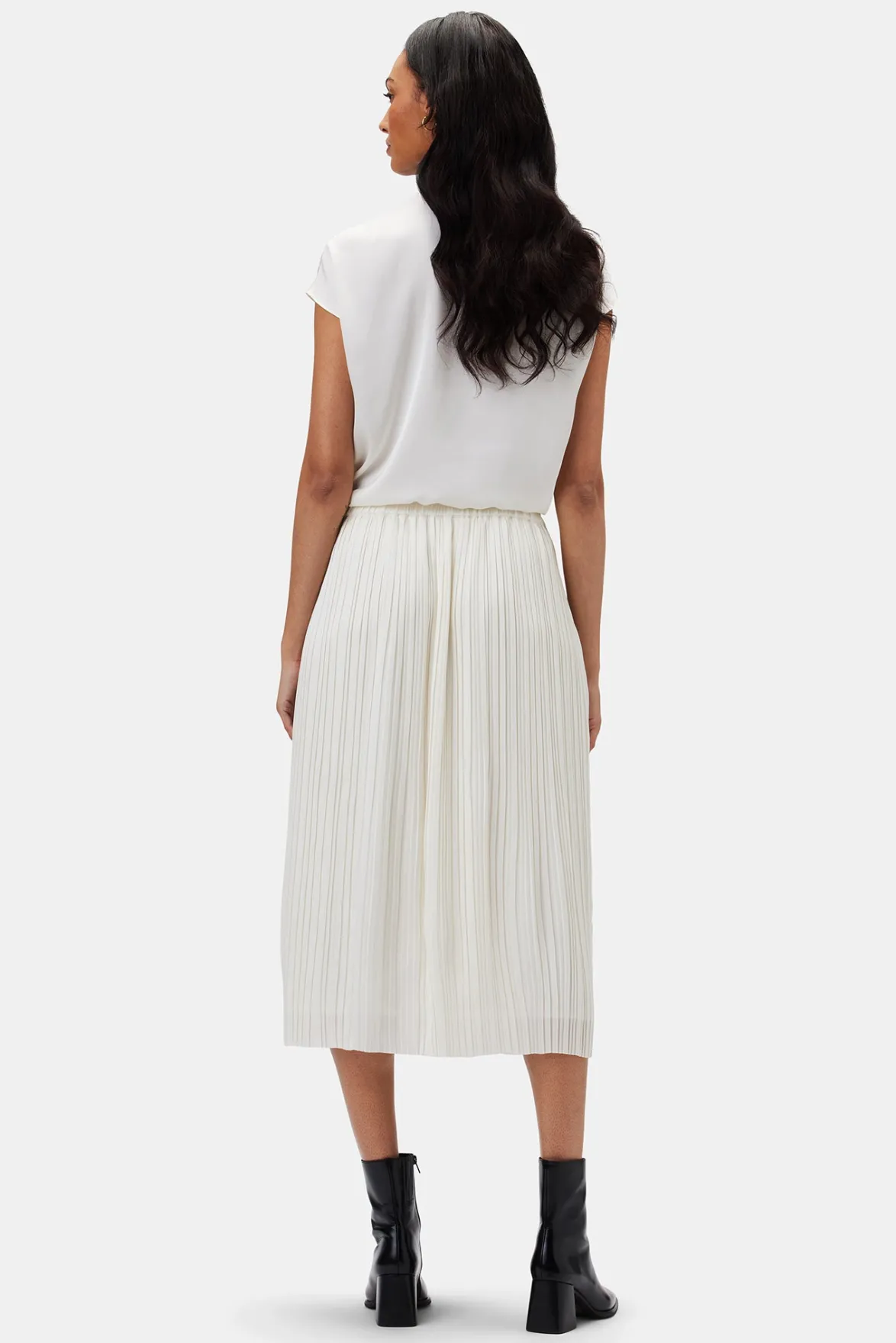 Skirts|Clearance^Amour Vert Blaze Pleated Recycled Sateen Skirt Ivory