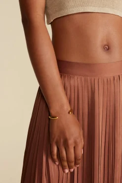 Skirts|Clearance^Amour Vert Blaze Pleated Recycled Sateen Skirt Cafe