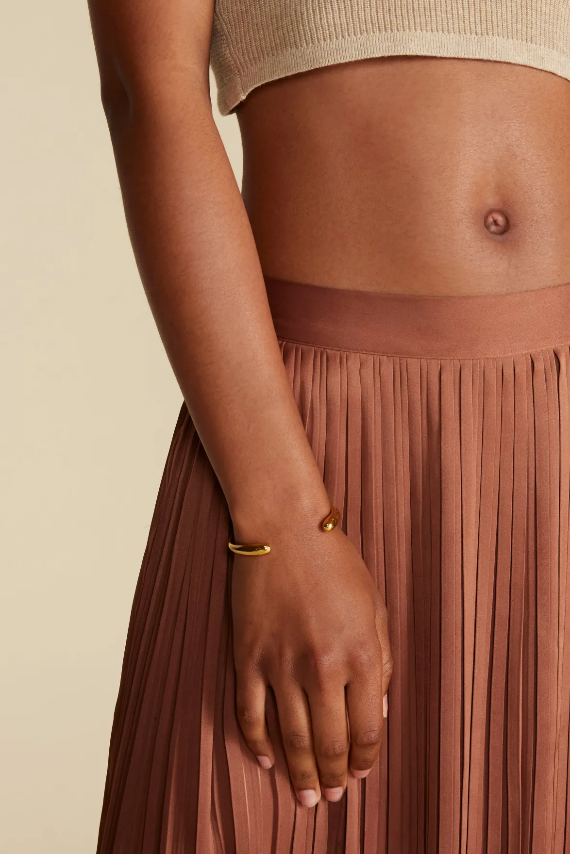 Skirts|Clearance^Amour Vert Blaze Pleated Recycled Sateen Skirt Cafe