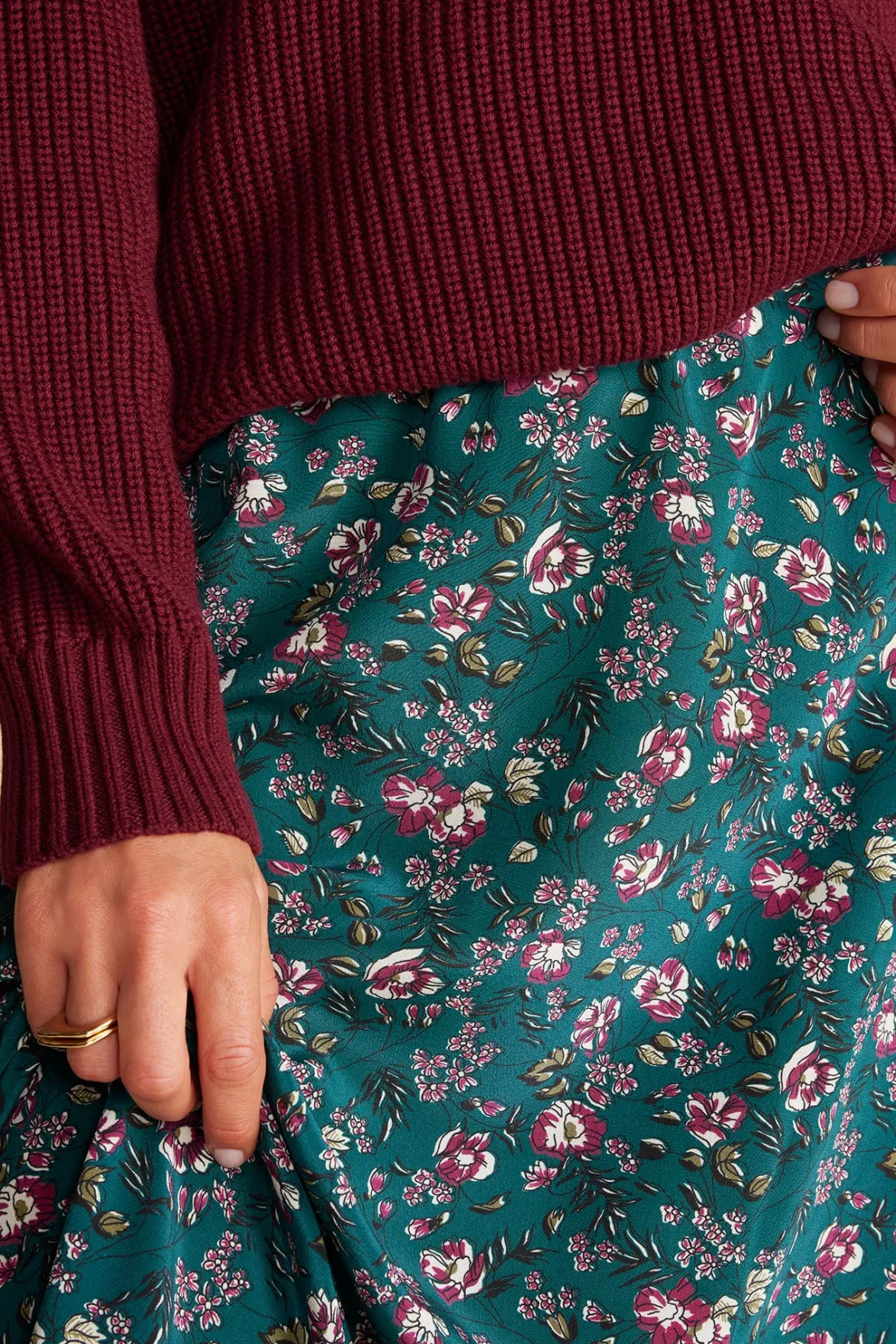 Skirts^Amour Vert Blaze Washable Silk Skirt ChloeGreenFloralPrint