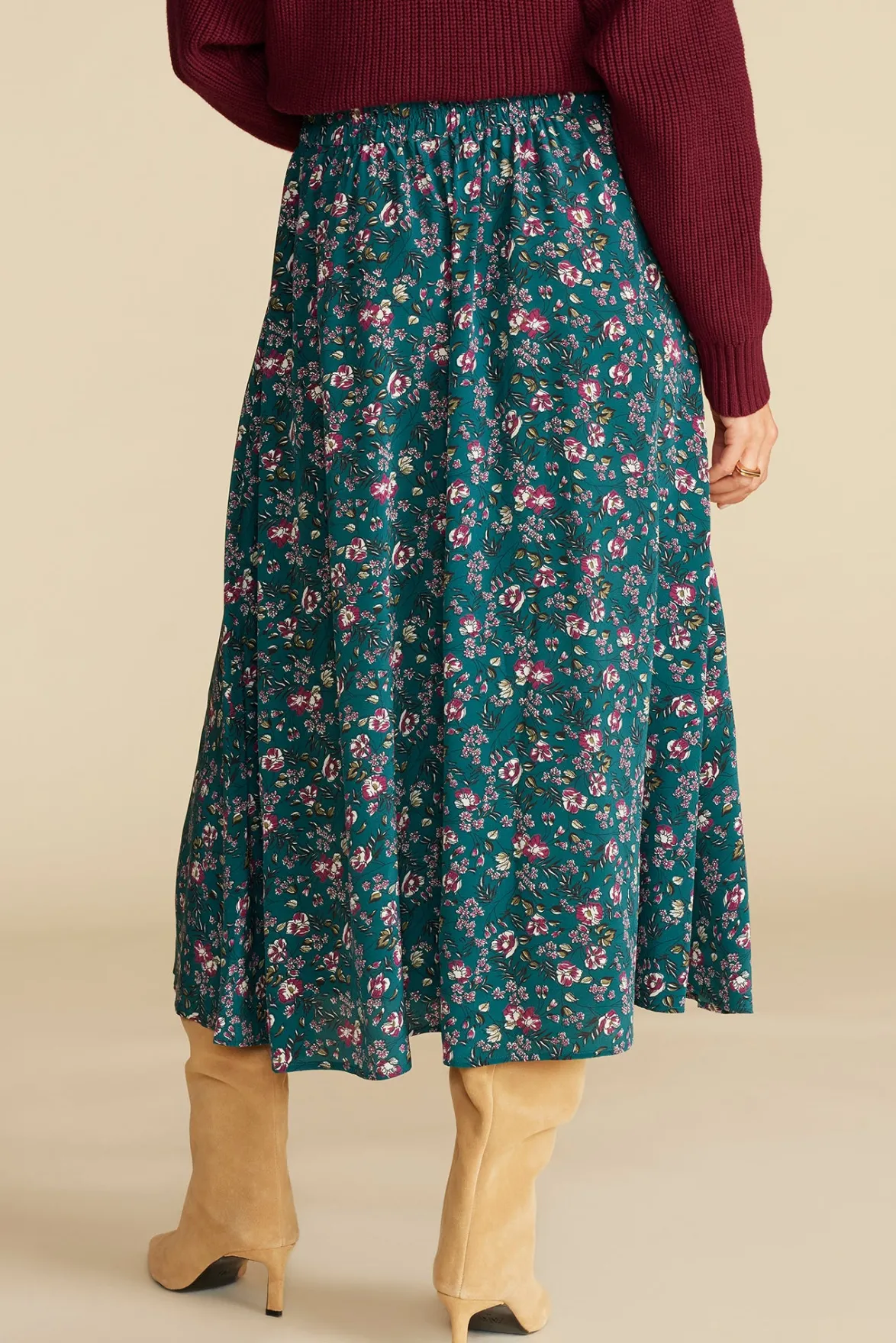 Skirts^Amour Vert Blaze Washable Silk Skirt ChloeGreenFloralPrint