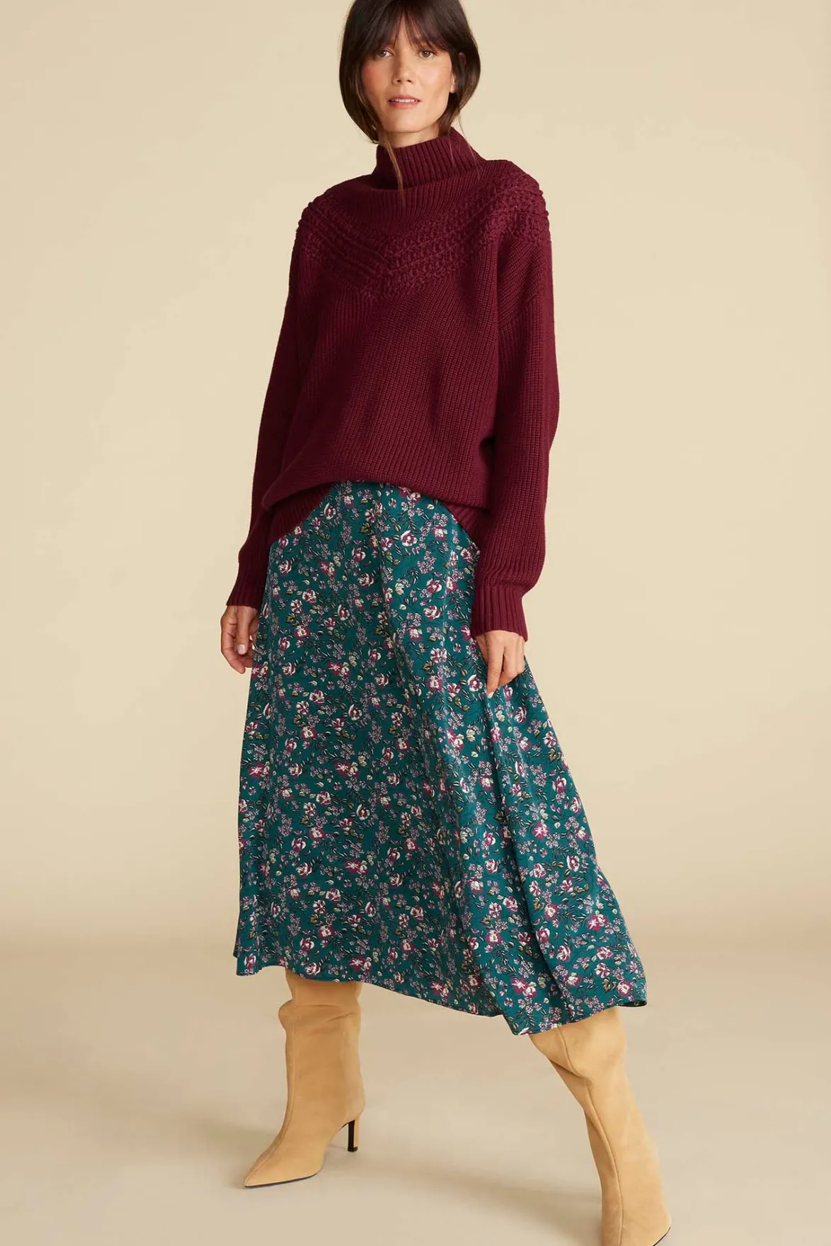 Skirts^Amour Vert Blaze Washable Silk Skirt ChloeGreenFloralPrint