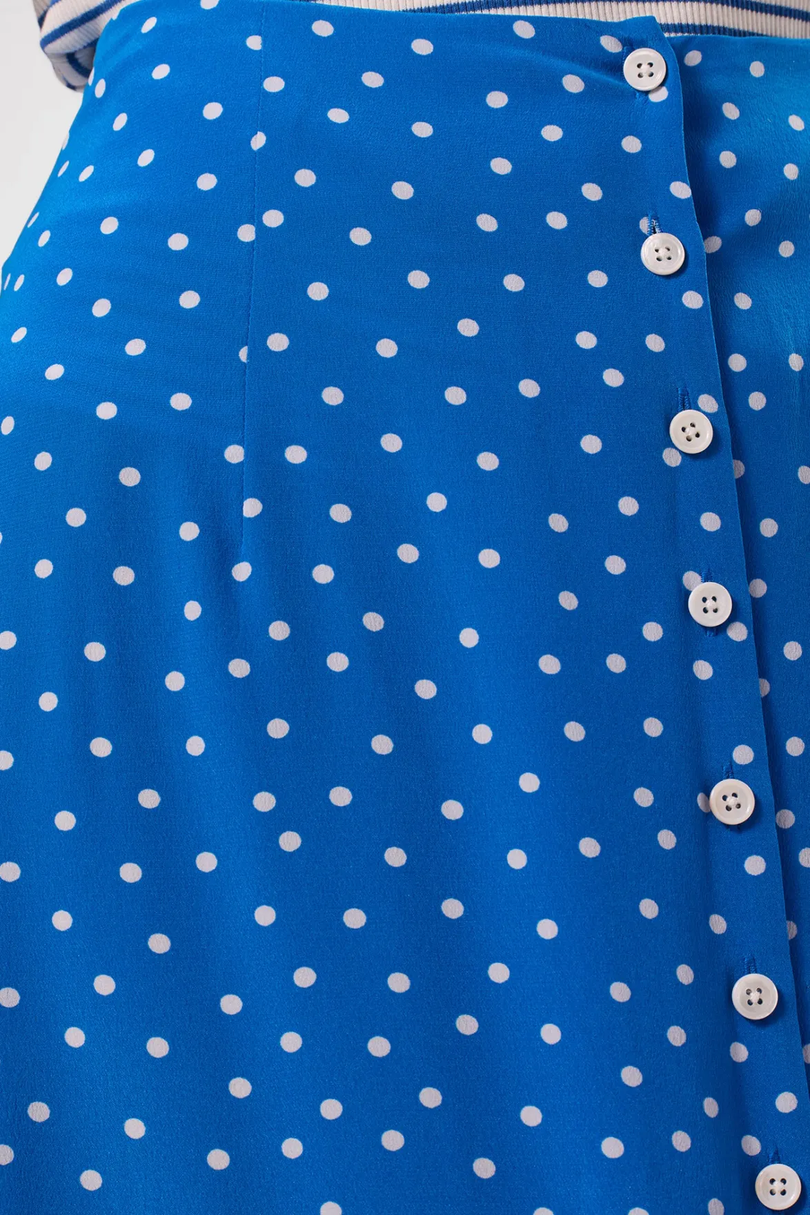 Skirts|Clearance^Amour Vert Button Front Washable Silk Skirt RivieraDotTurquoise