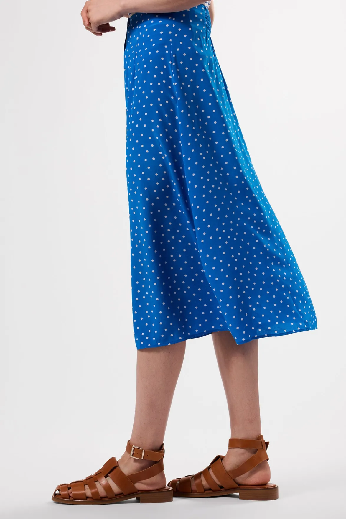 Skirts|Clearance^Amour Vert Button Front Washable Silk Skirt RivieraDotTurquoise