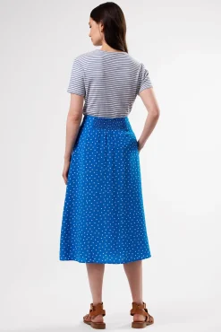 Skirts|Clearance^Amour Vert Button Front Washable Silk Skirt RivieraDotTurquoise