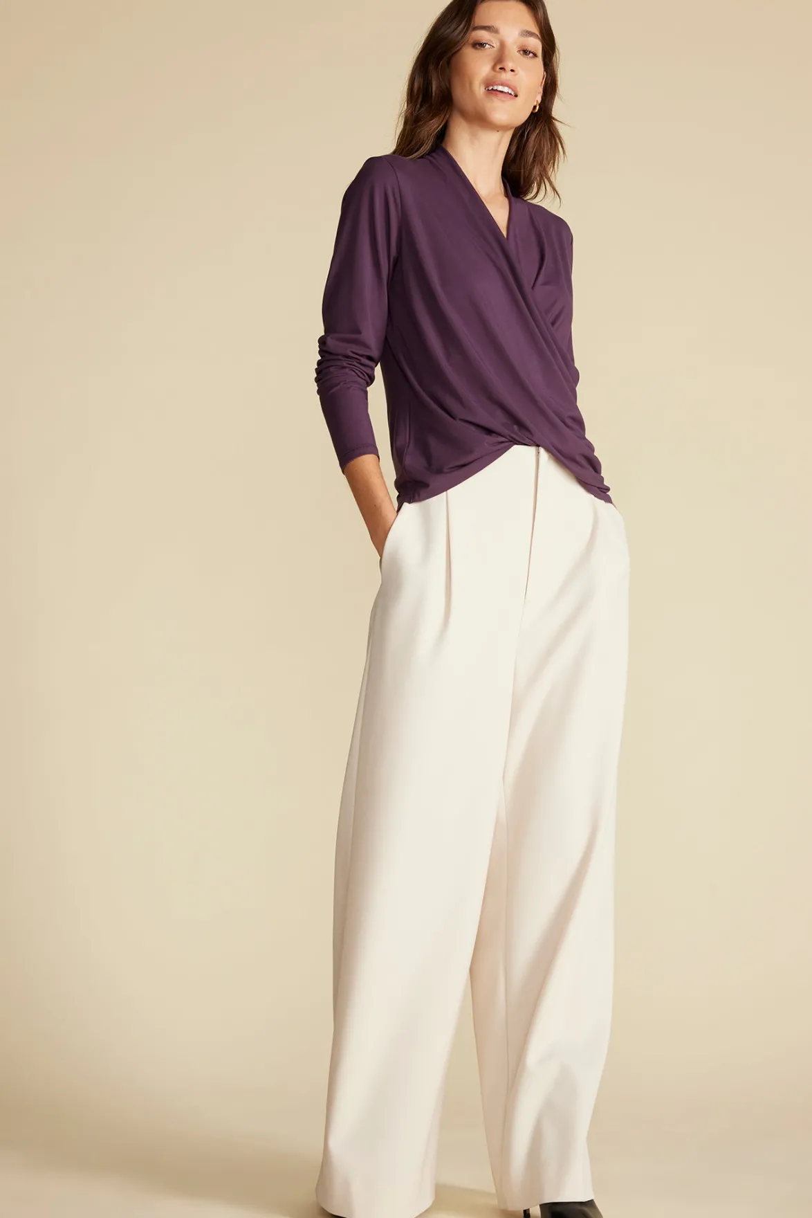 Blouses & Shirts|Tops^Amour Vert Calais Bamboo Knit Blouse PurpleFig