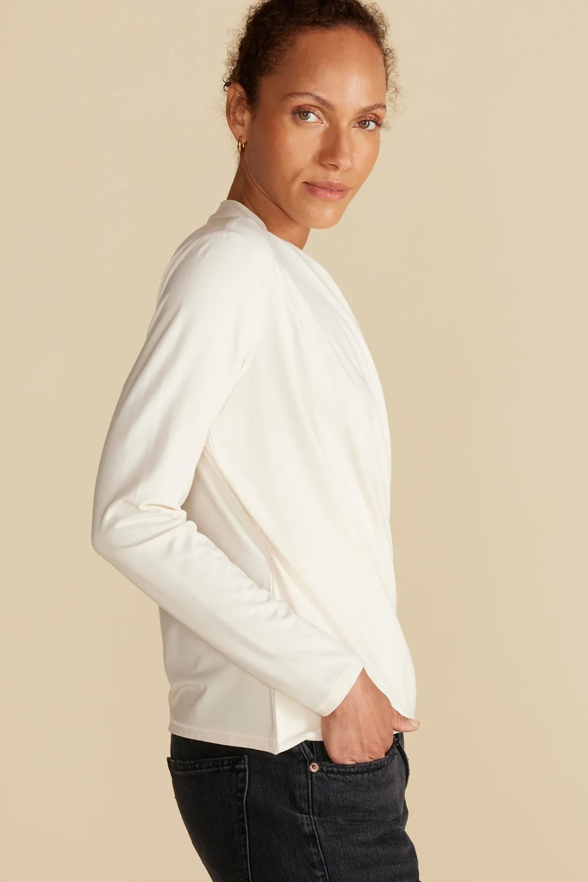 Blouses & Shirts|Tops^Amour Vert Calais Bamboo Knit Blouse Ivory