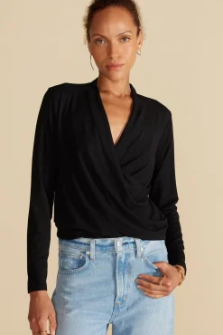 Blouses & Shirts|Tops^Amour Vert Calais Bamboo Knit Blouse Black