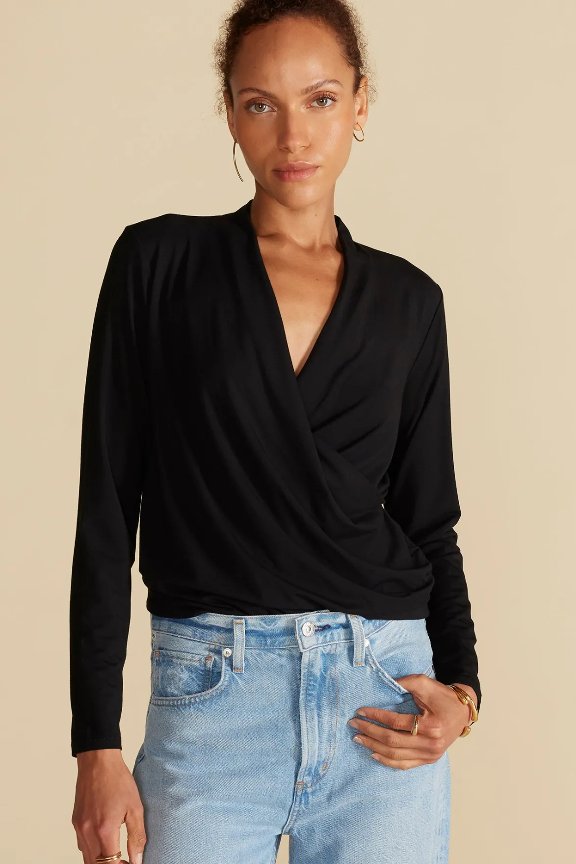 Blouses & Shirts|Tops^Amour Vert Calais Bamboo Knit Blouse Black