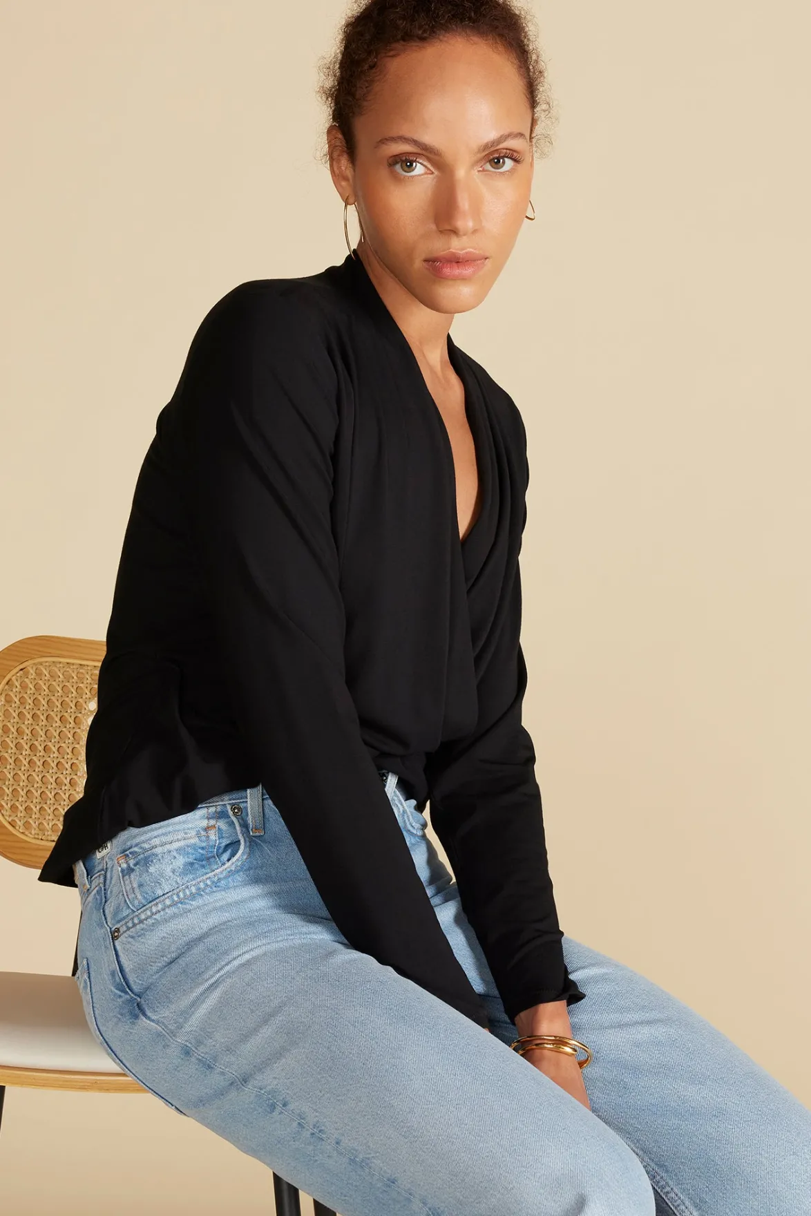 Blouses & Shirts|Tops^Amour Vert Calais Bamboo Knit Blouse Black