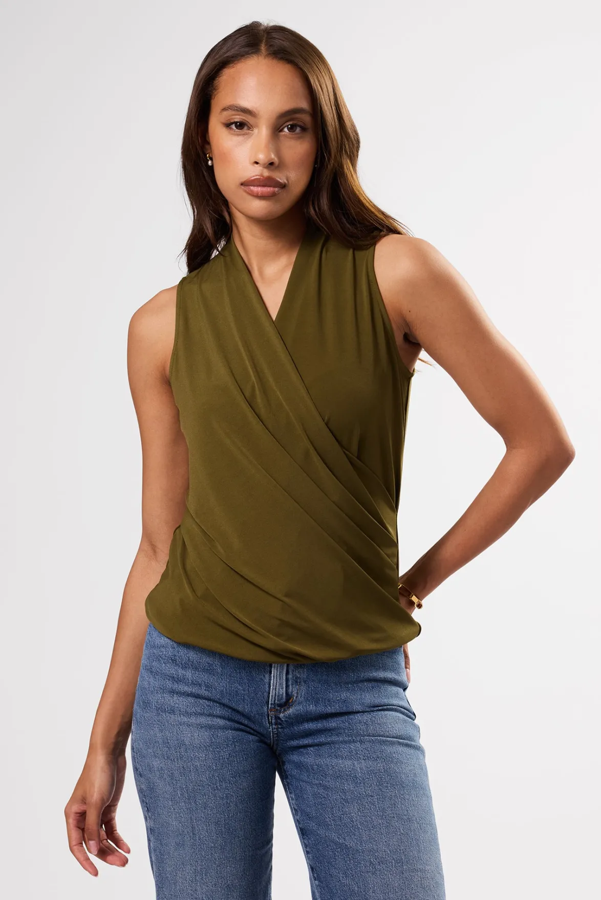 Tops|Clearance^Amour Vert Calais Stretch Knit Tank OliveGreen