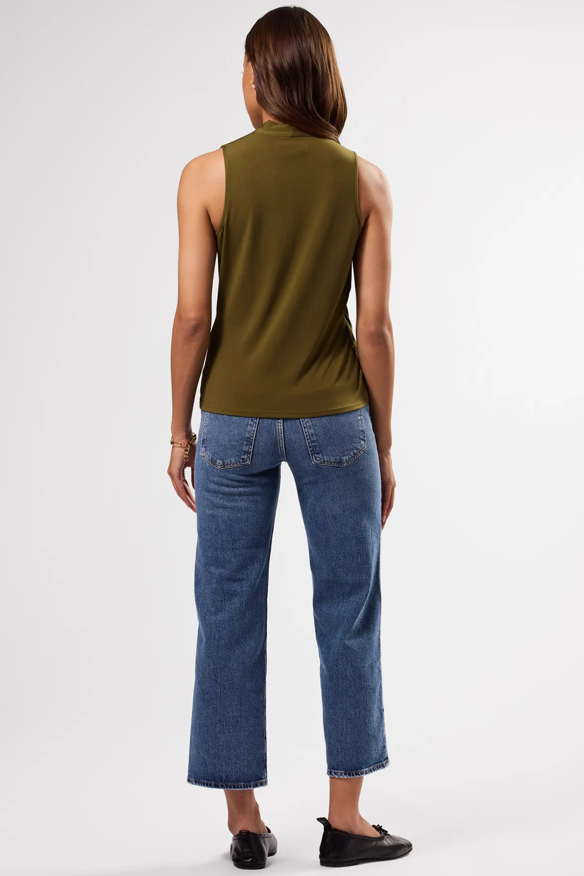 Tops|Clearance^Amour Vert Calais Stretch Knit Tank OliveGreen