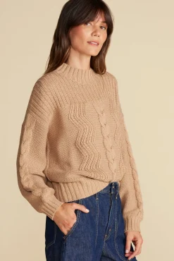 Sweaters & Cardigans^Amour Vert Cameryn Cable Knit Wool Sweater Camel