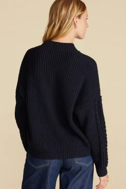 Sweaters & Cardigans^Amour Vert Celeste Cable Cotton Merino Sweater NavyBlue