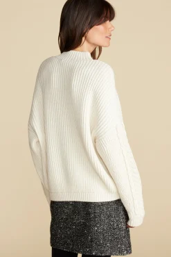 Sweaters & Cardigans^Amour Vert Celeste Cable Cotton Merino Sweater Ivory