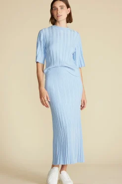 Skirts|Clearance^Amour Vert Cerise Knit Midi Skirt SkyBlue