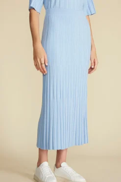 Skirts|Clearance^Amour Vert Cerise Knit Midi Skirt SkyBlue
