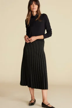 Skirts^Amour Vert Cerise Metallic Knit Midi Skirt BlackandGold
