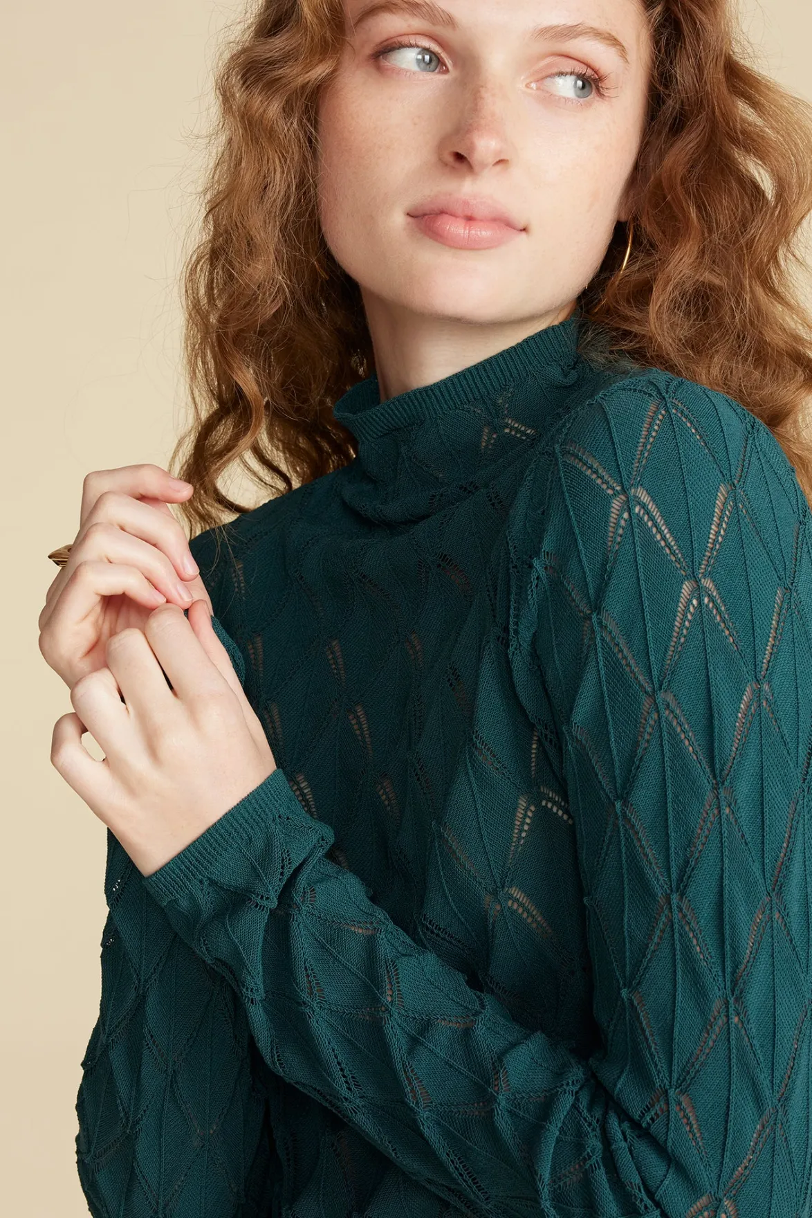 Tops^Amour Vert Chaney Diamond Pointelle Top ForestGreen