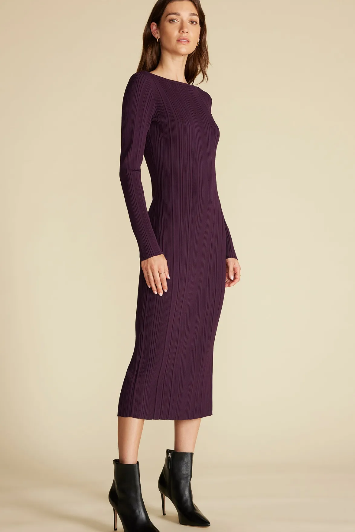 Dresses|Clearance^Amour Vert Chantae Boatneck Rib Dress PurpleFig