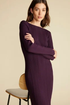 Dresses|Clearance^Amour Vert Chantae Boatneck Rib Dress PurpleFig