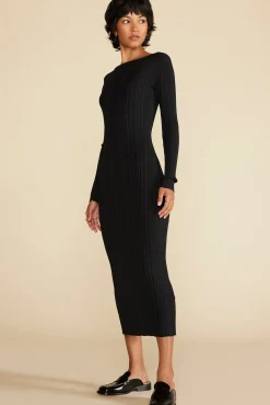 Dresses|Clearance^Amour Vert Chantae Ribbed Boatneck Dress Black