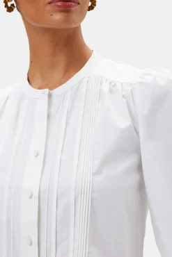 Tops|Clearance^Amour Vert Charlotte Organic Cotton Poplin Blouse White