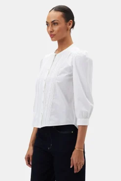 Tops|Clearance^Amour Vert Charlotte Organic Cotton Poplin Blouse White