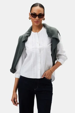 Tops|Clearance^Amour Vert Charlotte Organic Cotton Poplin Blouse White