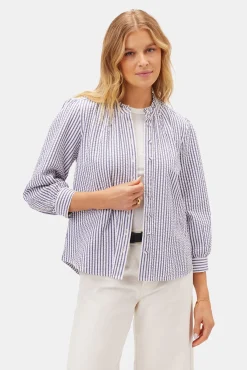 Tops|Clearance^Amour Vert Charlotte Seersucker Blouse BrittanyStripeBlue