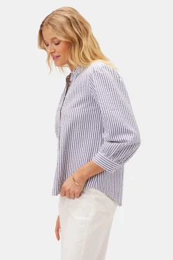 Tops|Clearance^Amour Vert Charlotte Seersucker Blouse BrittanyStripeBlue