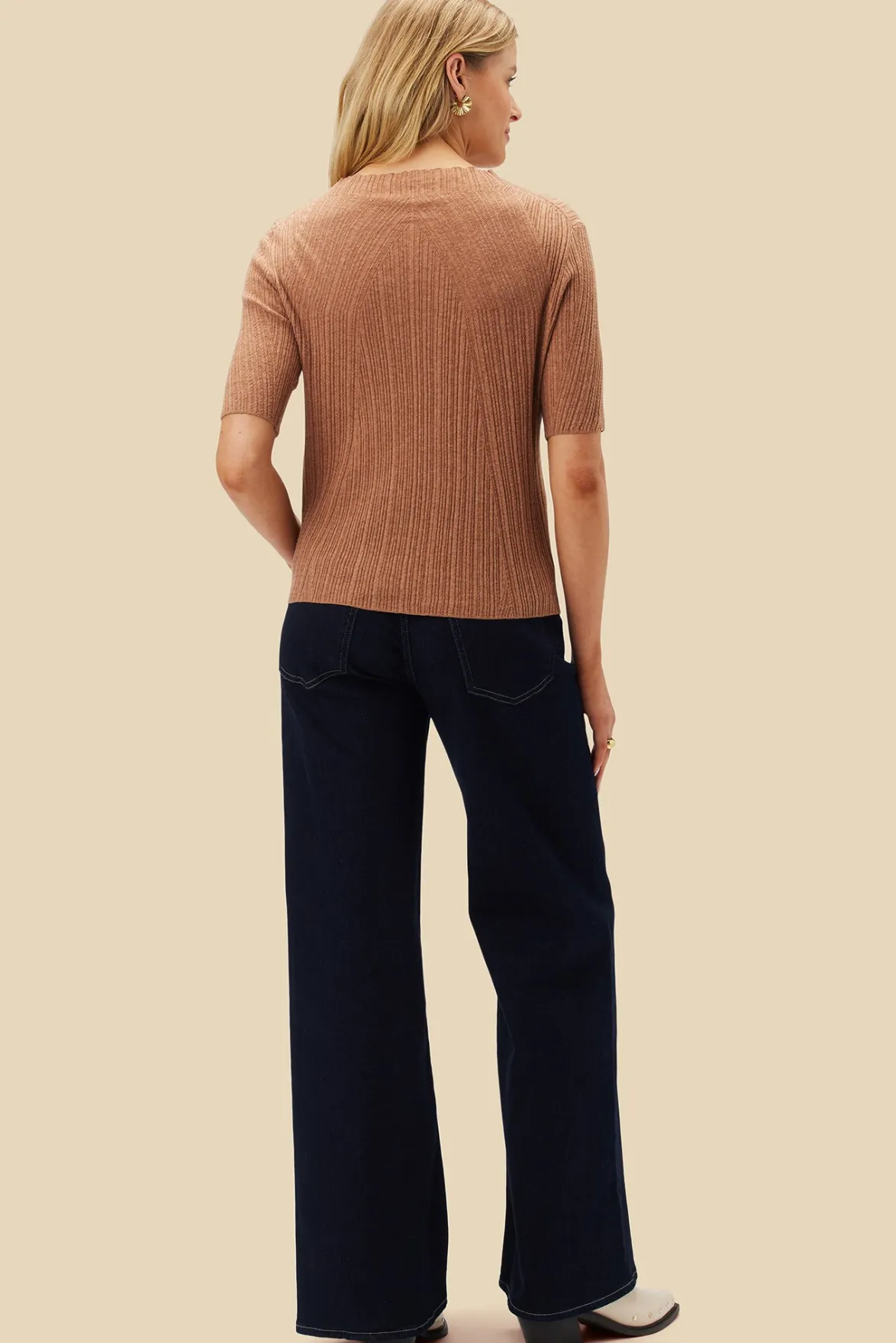 Tops|Clearance^Amour Vert Claire Mock Neck Sweater Tan