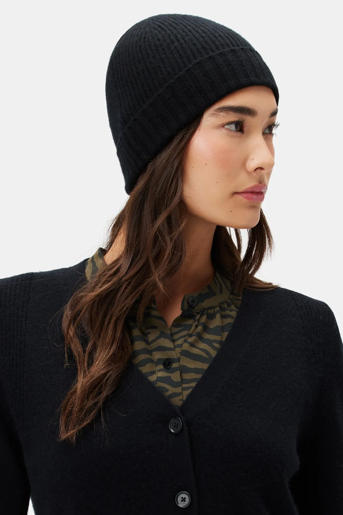Scarves|Clearance^Amour Vert Colby Cashmere Beanie LicoriceBlack