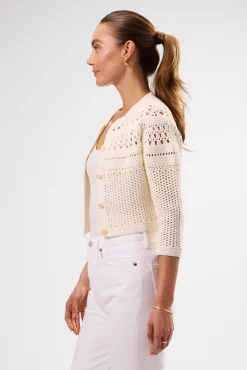 Sweaters & Cardigans|Clearance^Amour Vert Crochet Cardigan Ivory
