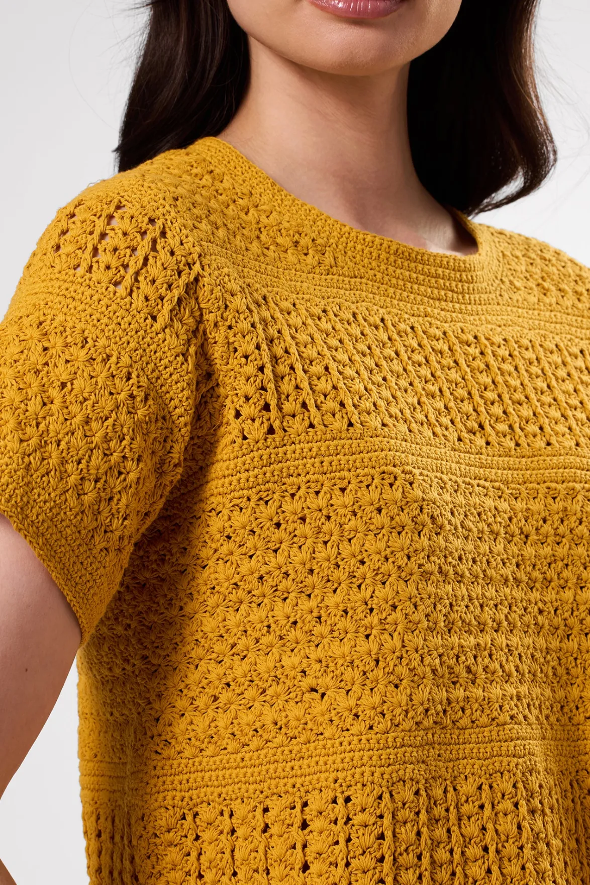 Tops|Clearance^Amour Vert Crochet T Shirt SoleilYellow