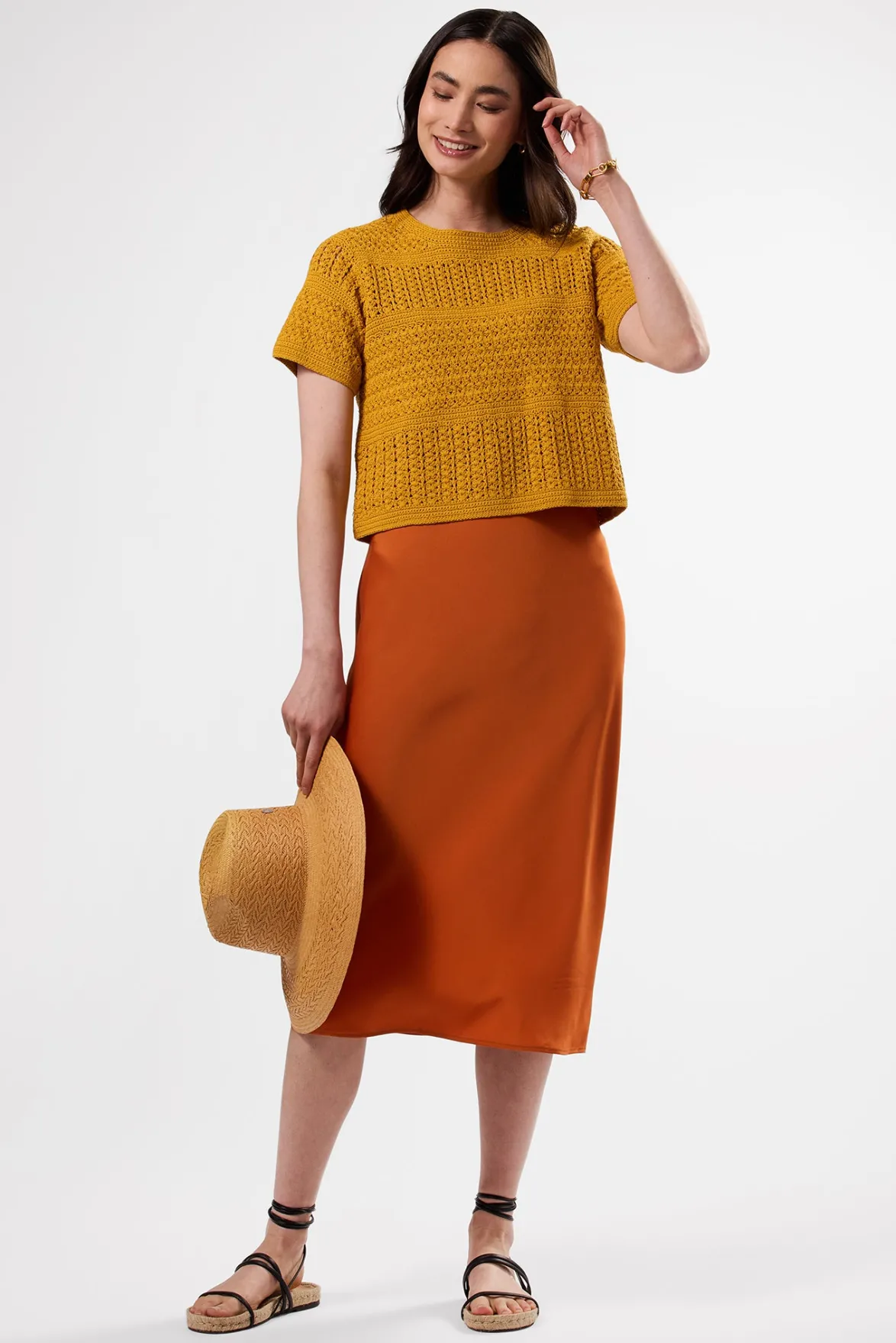 Tops|Clearance^Amour Vert Crochet T Shirt SoleilYellow