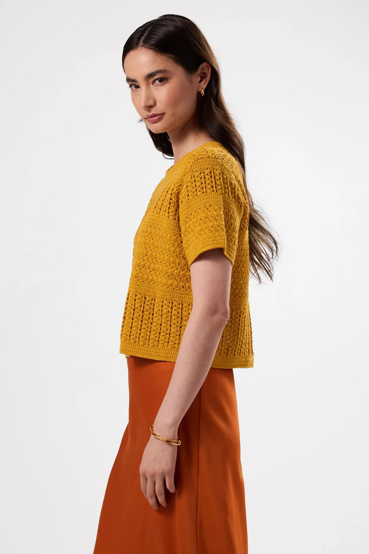 Tops|Clearance^Amour Vert Crochet T Shirt SoleilYellow