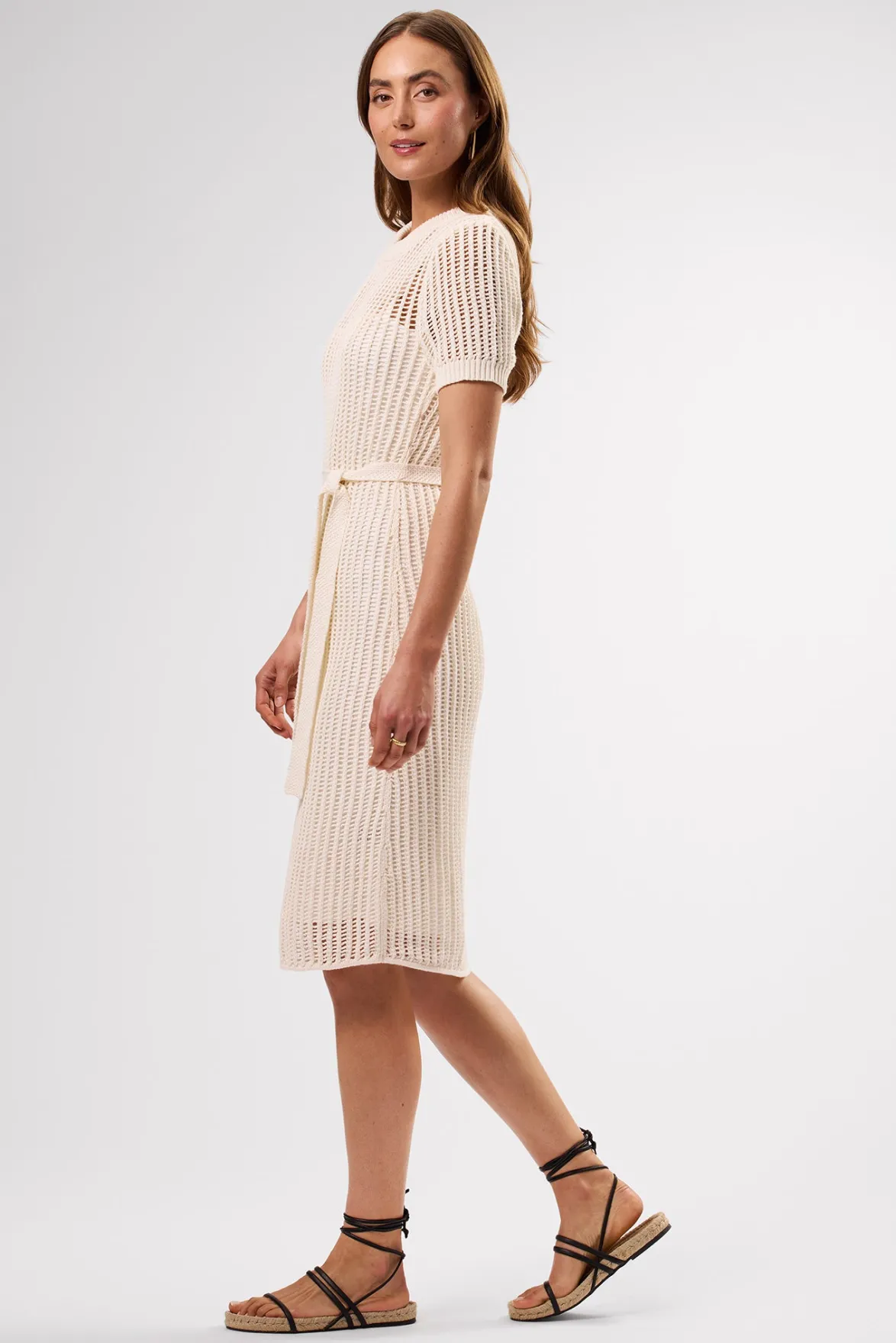 Dresses|Clearance^Amour Vert Crochet T Shirt Dress Ivory