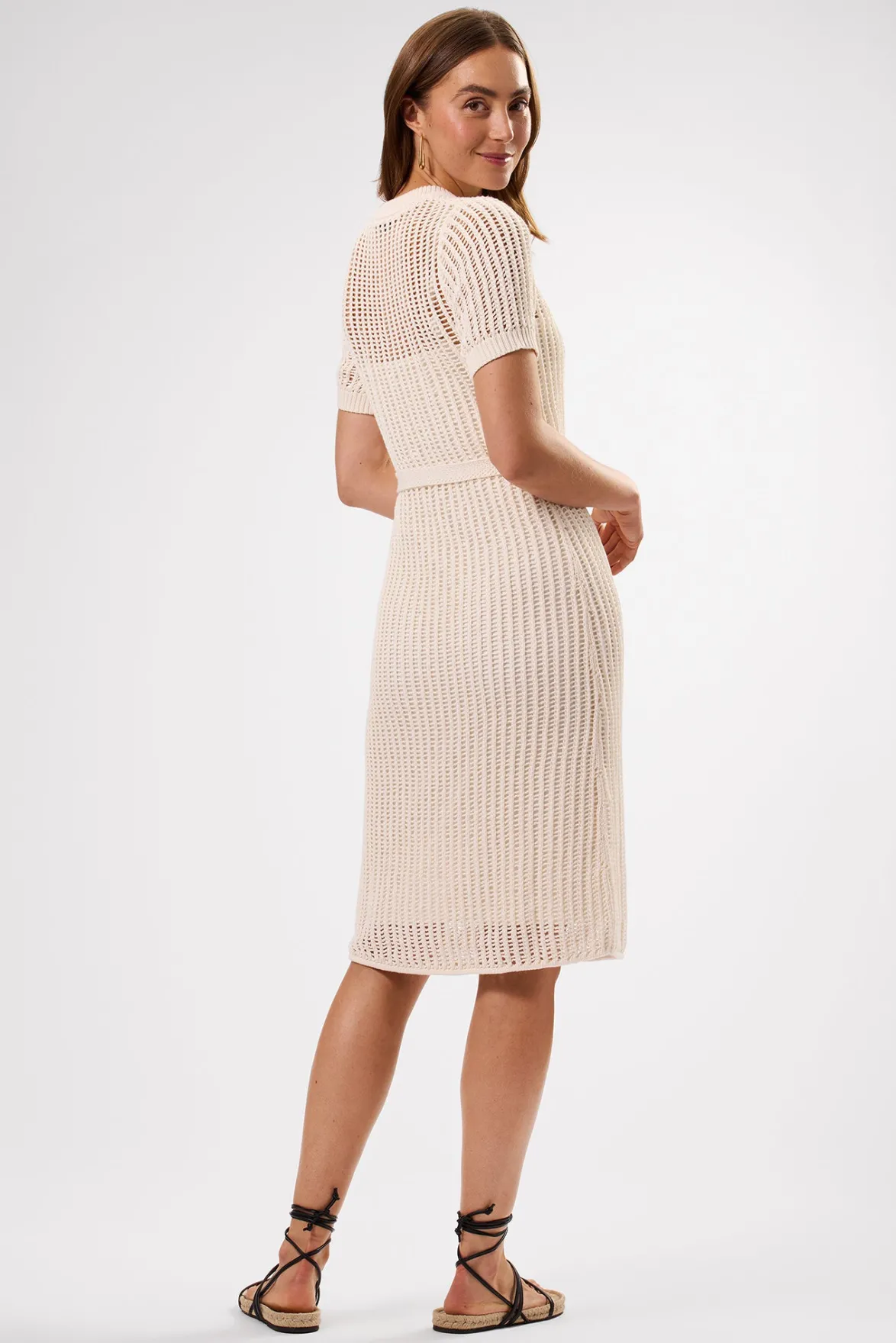 Dresses|Clearance^Amour Vert Crochet T Shirt Dress Ivory