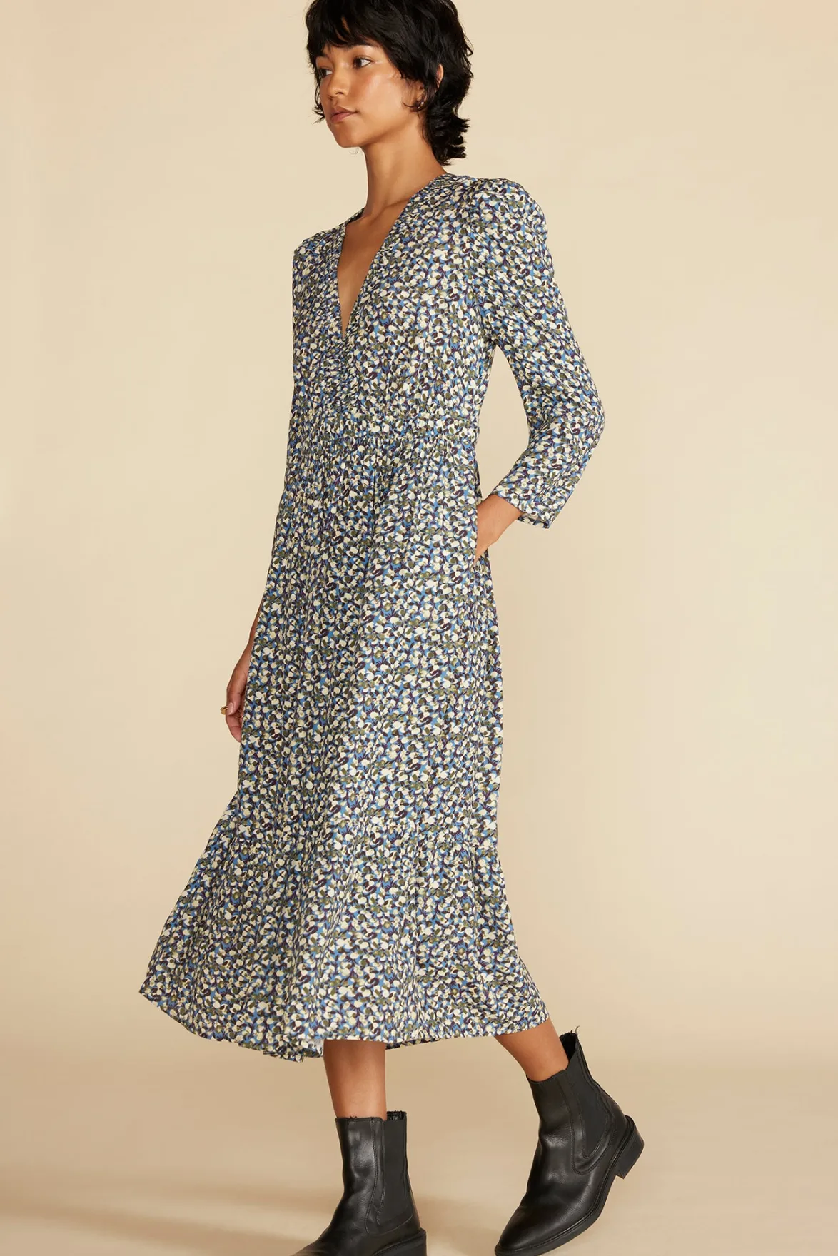 Dresses^Amour Vert Danielle Puff Sleeve Dress RennesSkyBlueFloralPrint