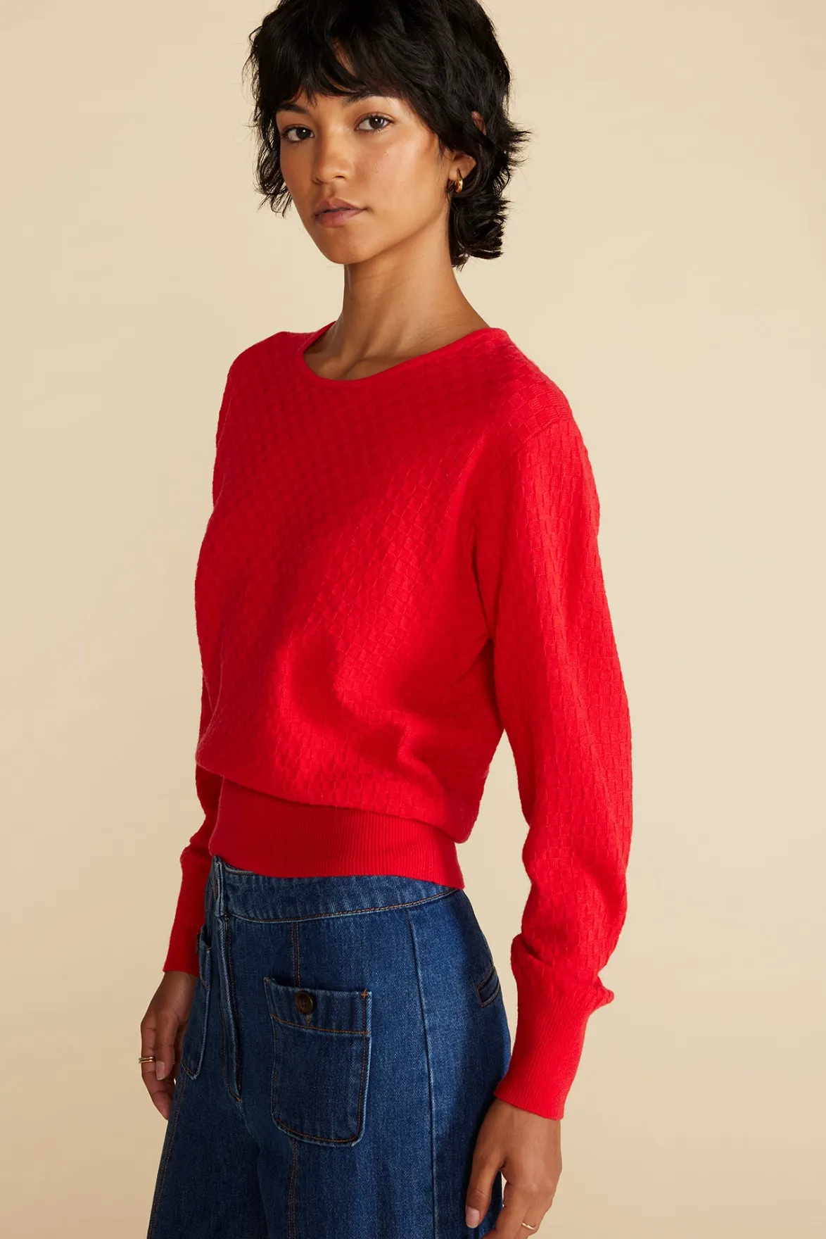 Sweaters & Cardigans^Amour Vert Daphne Novelty Stitch Sweater Red