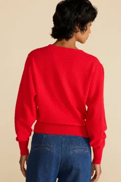 Sweaters & Cardigans^Amour Vert Daphne Novelty Stitch Sweater Red