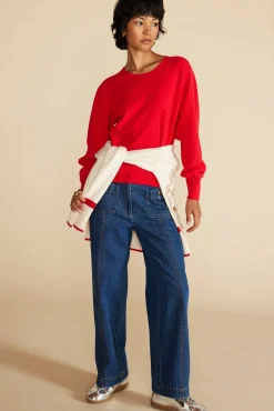Sweaters & Cardigans^Amour Vert Daphne Novelty Stitch Sweater Red